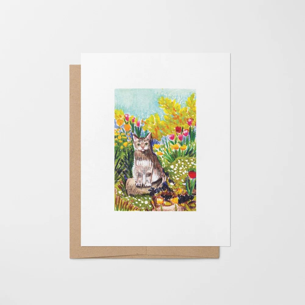 Tabby in the Garden / greeting card