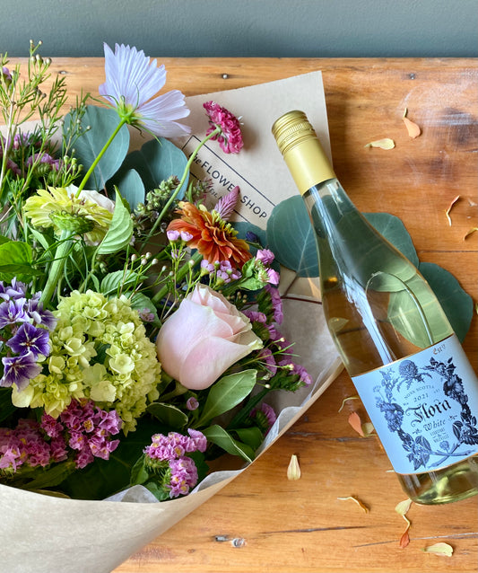 Bouquet and Wine Gift Package