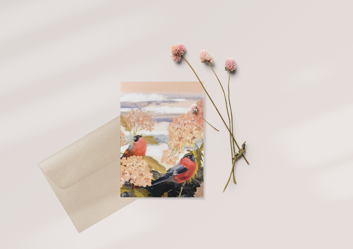 Hydrangea and Finches by Briana Corr Scott
