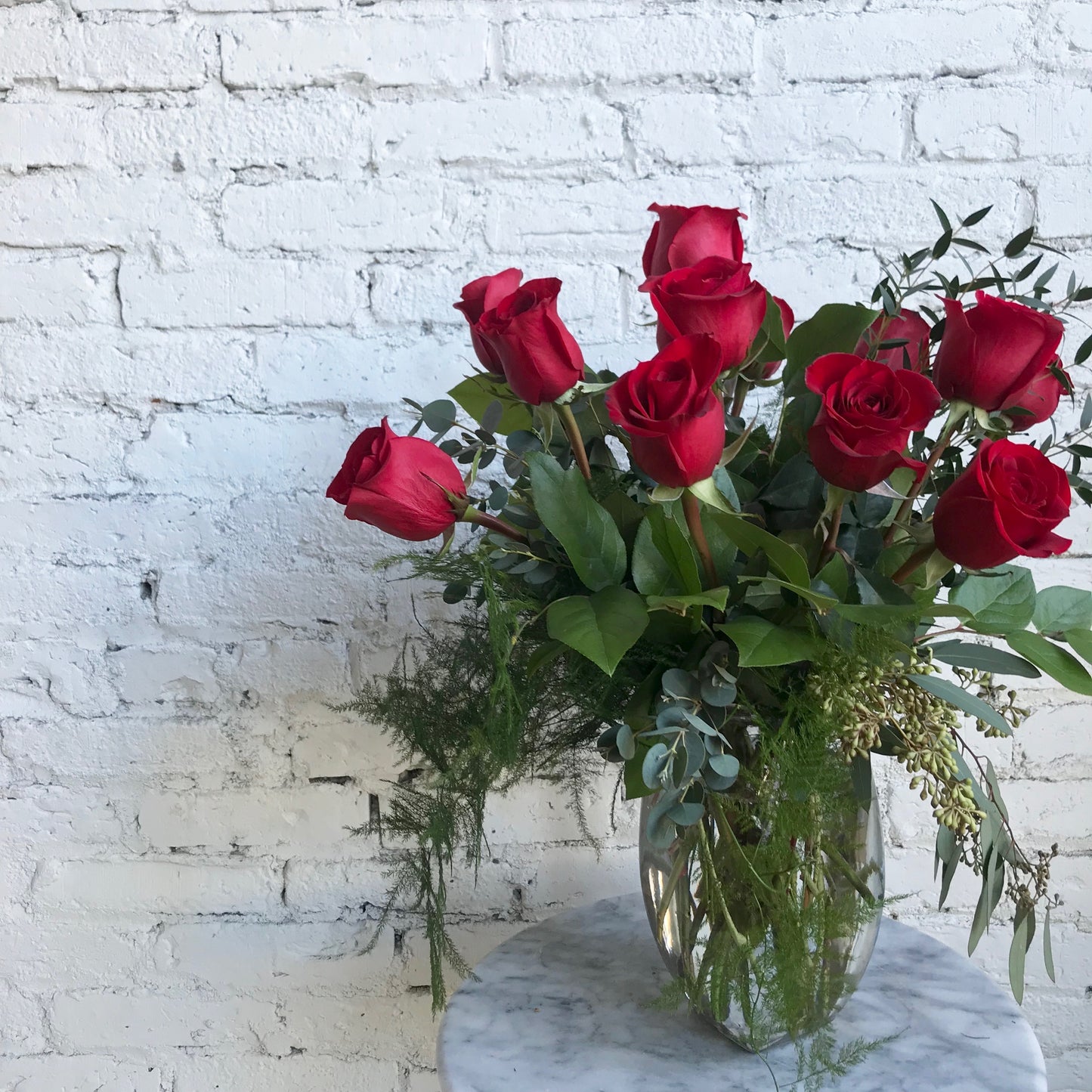 Dozen Roses in Vase