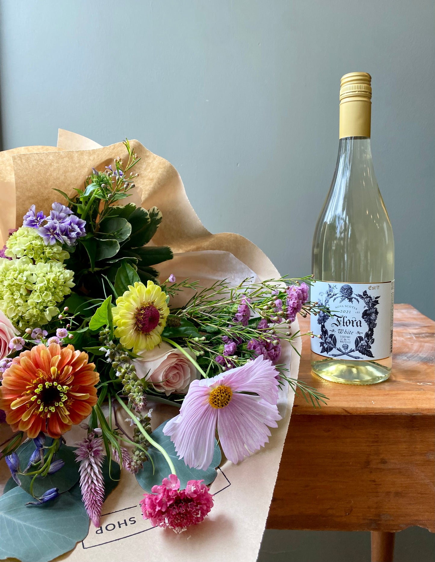 Bouquet and Wine Gift Package